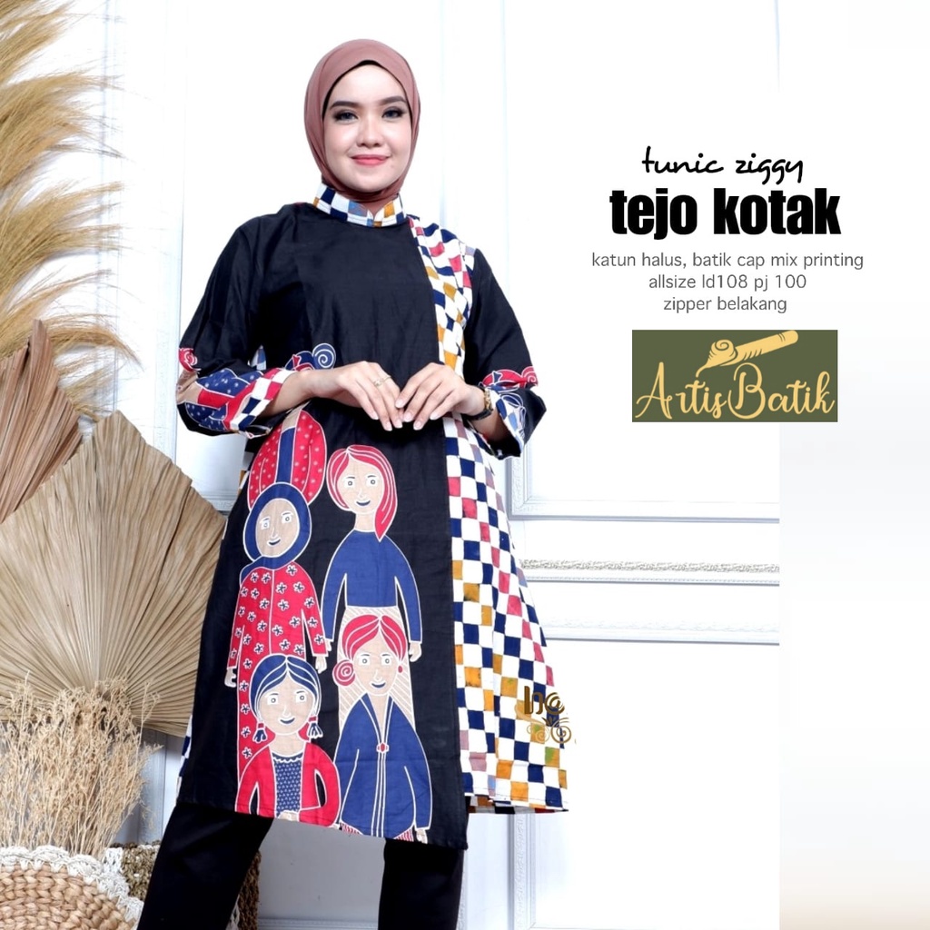 NEW ARRIVAL TUNIK ZIGGY TEJO KOTAK TUNIK BATIK CANTIK SERAGAM KANTOR KERJA KONDANGAN PESTA NIKAHAN T