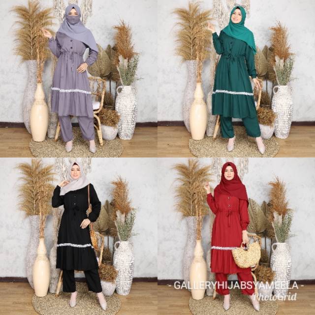 Baju atas bawah / setelan katun rayon / homey set rayon atas bawah /kulot atas bawah /setelan muslim