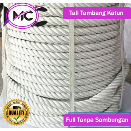 Tali Tambang Katun 18mm 20mm Warna Putih Kuralon Guralon Rope Bahan Asli Import Tampar Pengikat Barang Dekorasi Kerajinan Gantungan Tarik Tambang Outbond Pengaman Safety