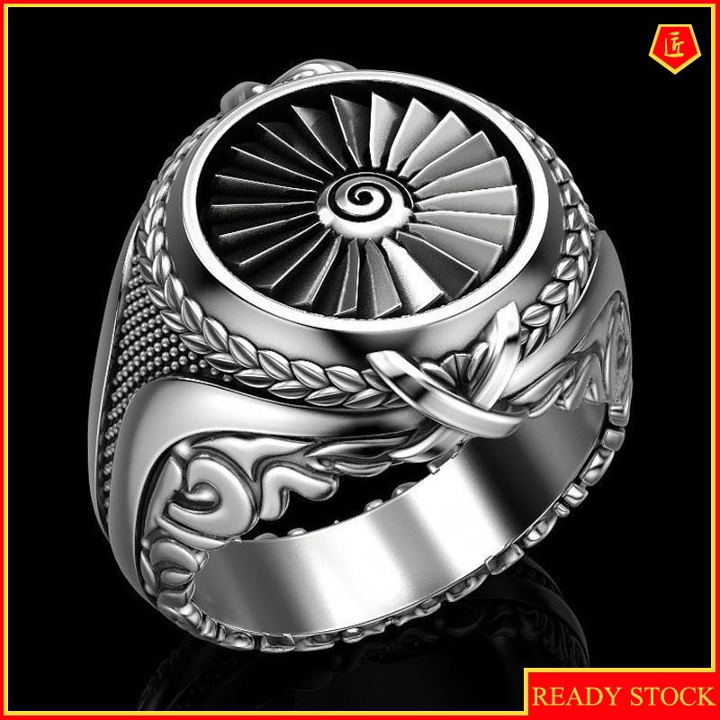 [Ready Stock]Creative Heavy Metal Design Ring Punk Retro Silver