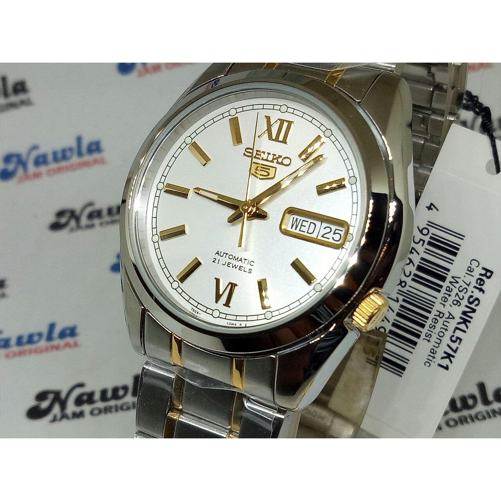 Seiko 5 SNKL57K1 Automatic White Dial - Jam Tangan Pria SNKL57