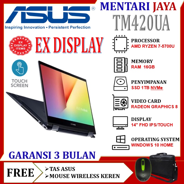 Spesial Promo Laptop Asus Vivobook Flip TM420UA 14 FHD 2in1 touchscreen AMD Ryzen 7 5700U 16GB 1TB ssd Windows-1