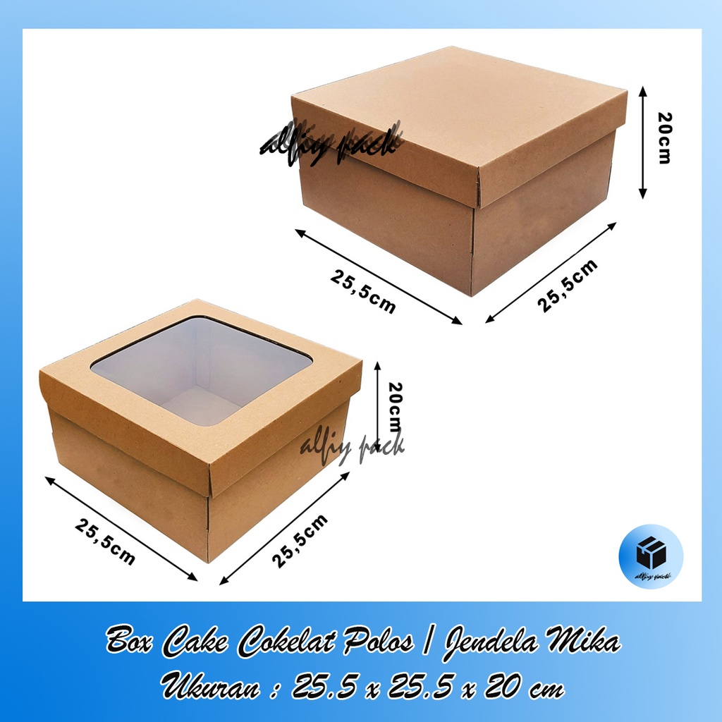 

1pack isi 10pcs BOX CAKE TART COKELAT POLOS / JENDELA MIKA UKURAN 25x25x20 CM KOTAK KARTON PACKAGING HAMPERS DUS BOLU TART SOVENIR BOKS / GIFTBOX