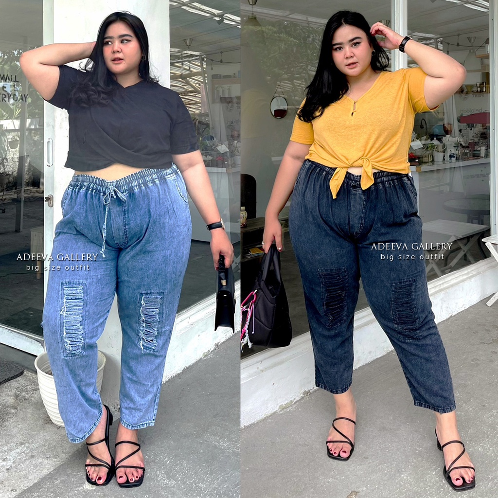 ADEEVA Redea Pants Super Jumbo Celana Jeans Wanita Jumbo