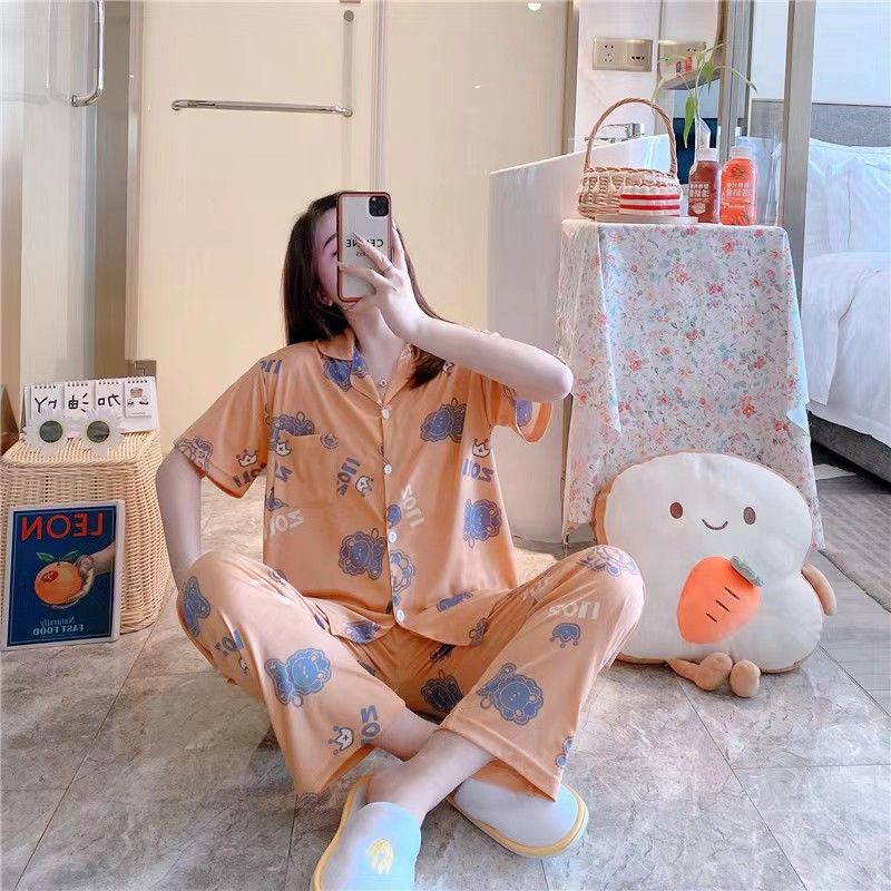 Baju tidur wanita / Piyama Cp baju tidur wanita krah pendek import kotak freesize-Cp.k ZOLI