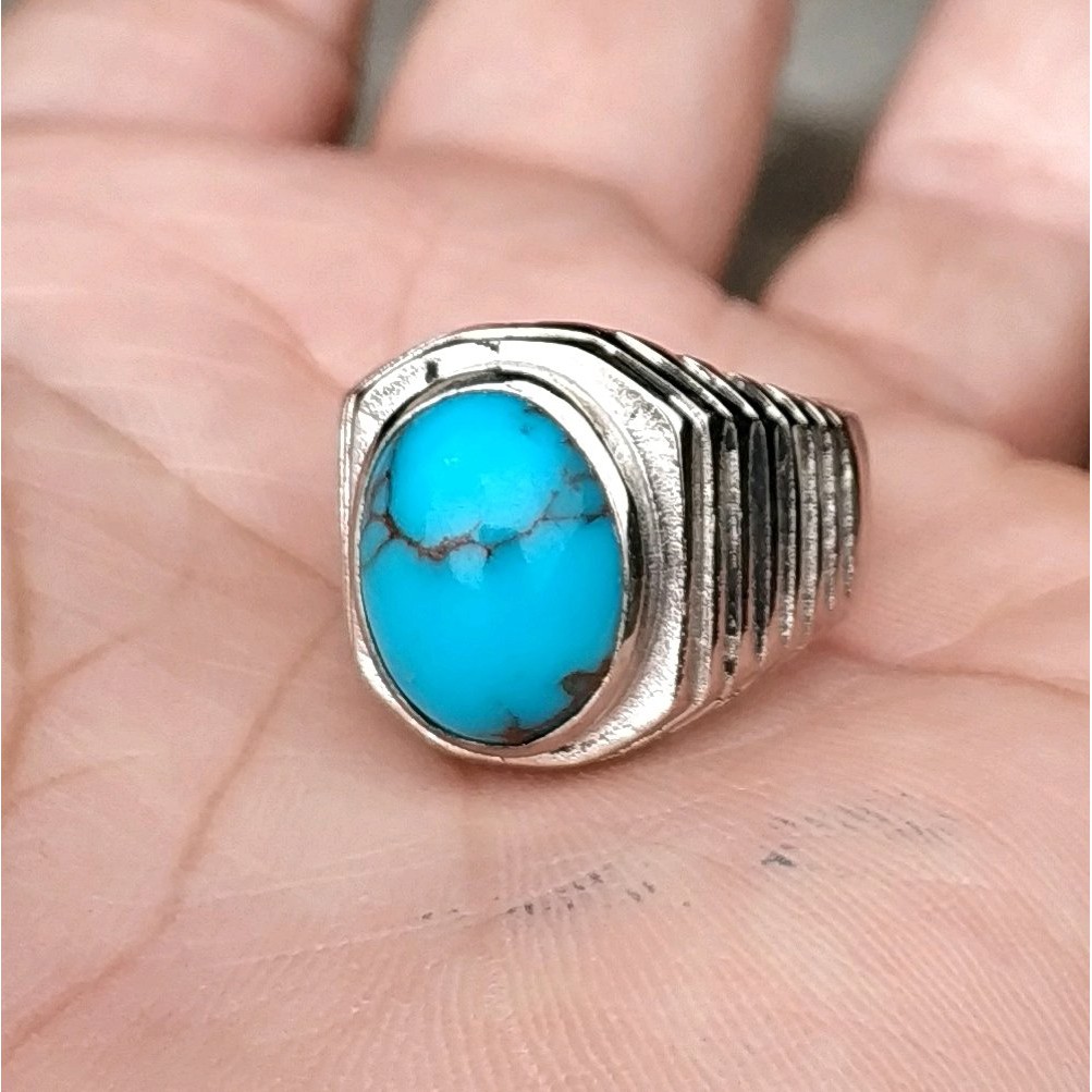 CINCIN BATU AKIK NATURAL TURQUOISE PIRUS MESIR EGYPTY MINIMALIS