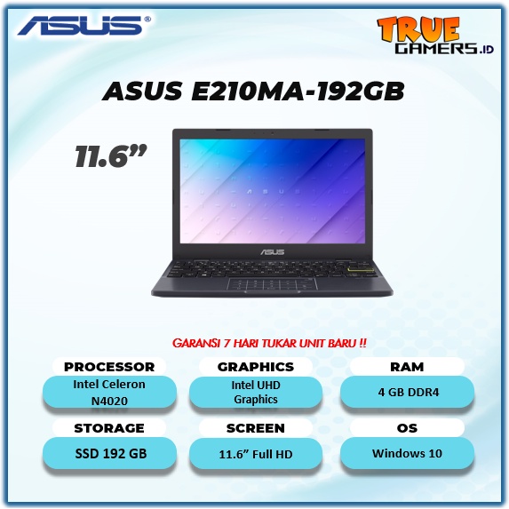 Laptop Asus Vivobook L510MA & L410MA & E210 N4020 Win10+OFF3651YR 5.6FHD & 14.0 FHD 4GB-128ssd(NUMPAD)-E210MA 192GB