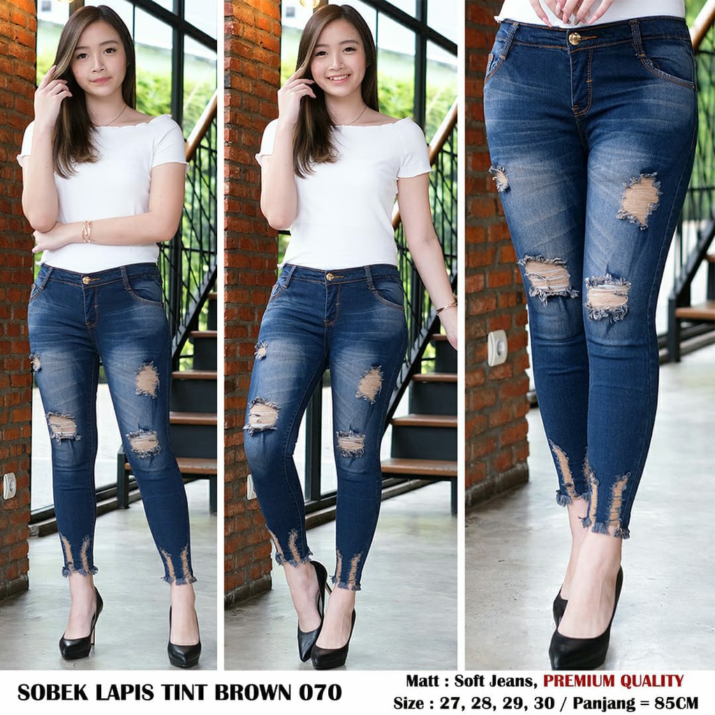 RMT COD-JEANS SOBEK LAPIS TINT BROWN 070 JEANS IMPORT WANITA DEWASA