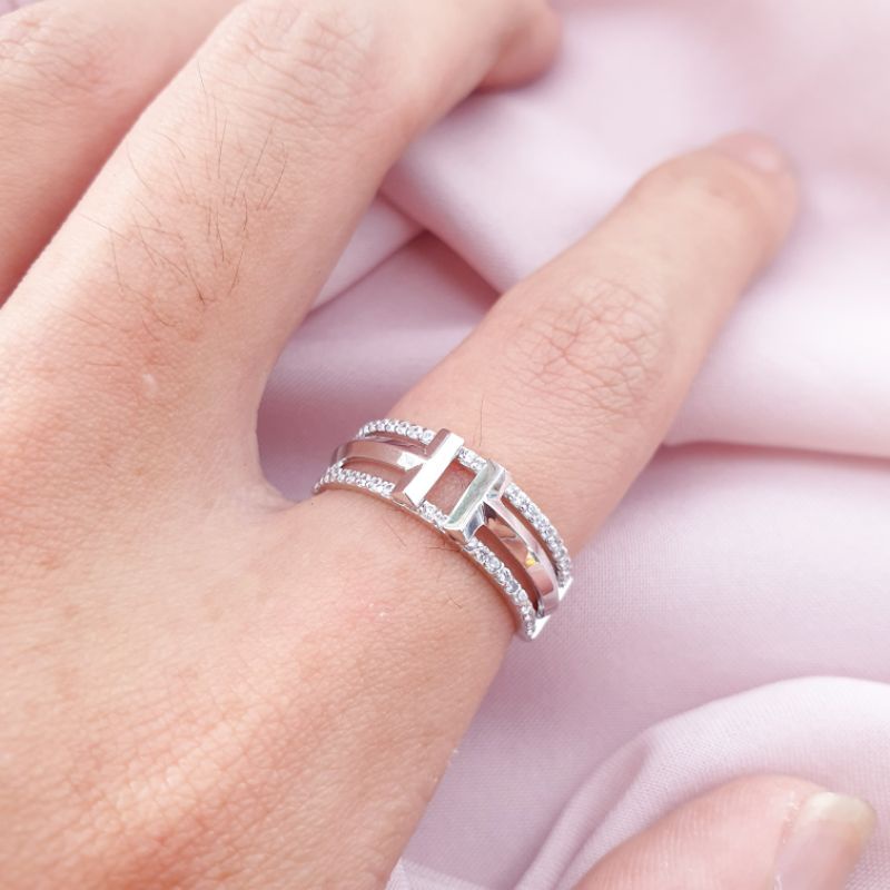 Cincin fashion emas putih asli kadar 375, perhiasan emas asli, cincin emas putih asli, cincin emas