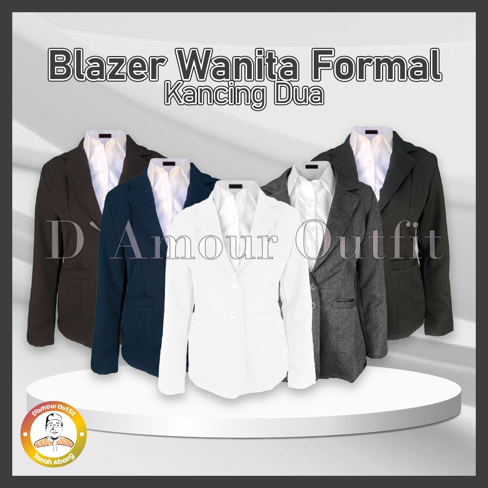 Jas Blazer Wanita Jas Kerja Kantor Cewe Polos Dewasa Anak Jaket Blezer Cewek Pakaian Formal Kantoran Dasar Hitam Rok Span Line A Rempel Celana Bahan Panjang Kancing Dua Jumbo Big Size Cardigan Rompi Outer Perempuan One Set Setelan Stelan Ootd Korean Style