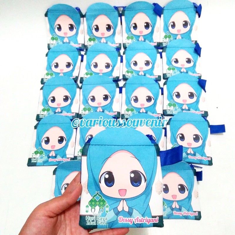 Custom Nama Dompet Idul Fitri Lebaran 3D Kotak Amplop Fitrah THR Gambar Muslimah Muslimin