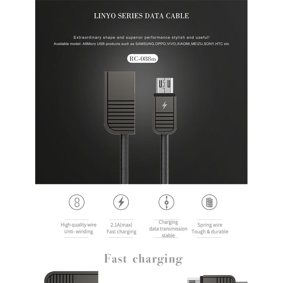 Kabel Data Remax Linyo Fast Charger Micro USB Android RC-088m