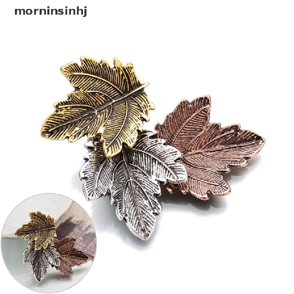 Mornin Anting Tusuk Bentuk Daun Maple Lapis Silveremas Gaya Vintage