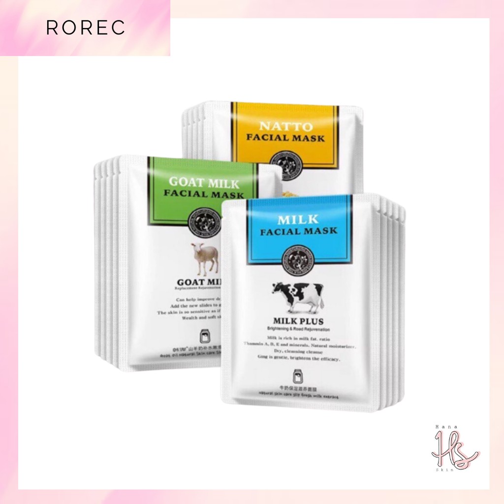 Rorec Natto Goat Milk FACE MASK Sheet Original Melembabkan dan Mencerahkan Wajah