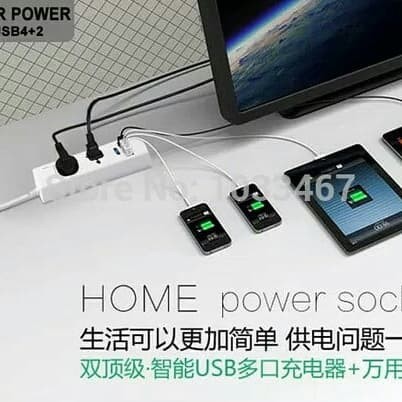 Stop Kontak / colokan Xiaomi Mi Smart Power Strip Plug Adapter With 3 USB Port 2