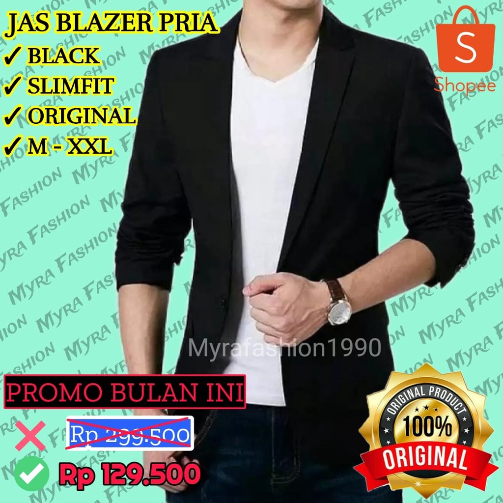 Jas Blazer Pria ORI / Jas Pria Warna Hitam / Jas Slimfit Hitam / Jas Formal / Jas Kantor / Jas Pria