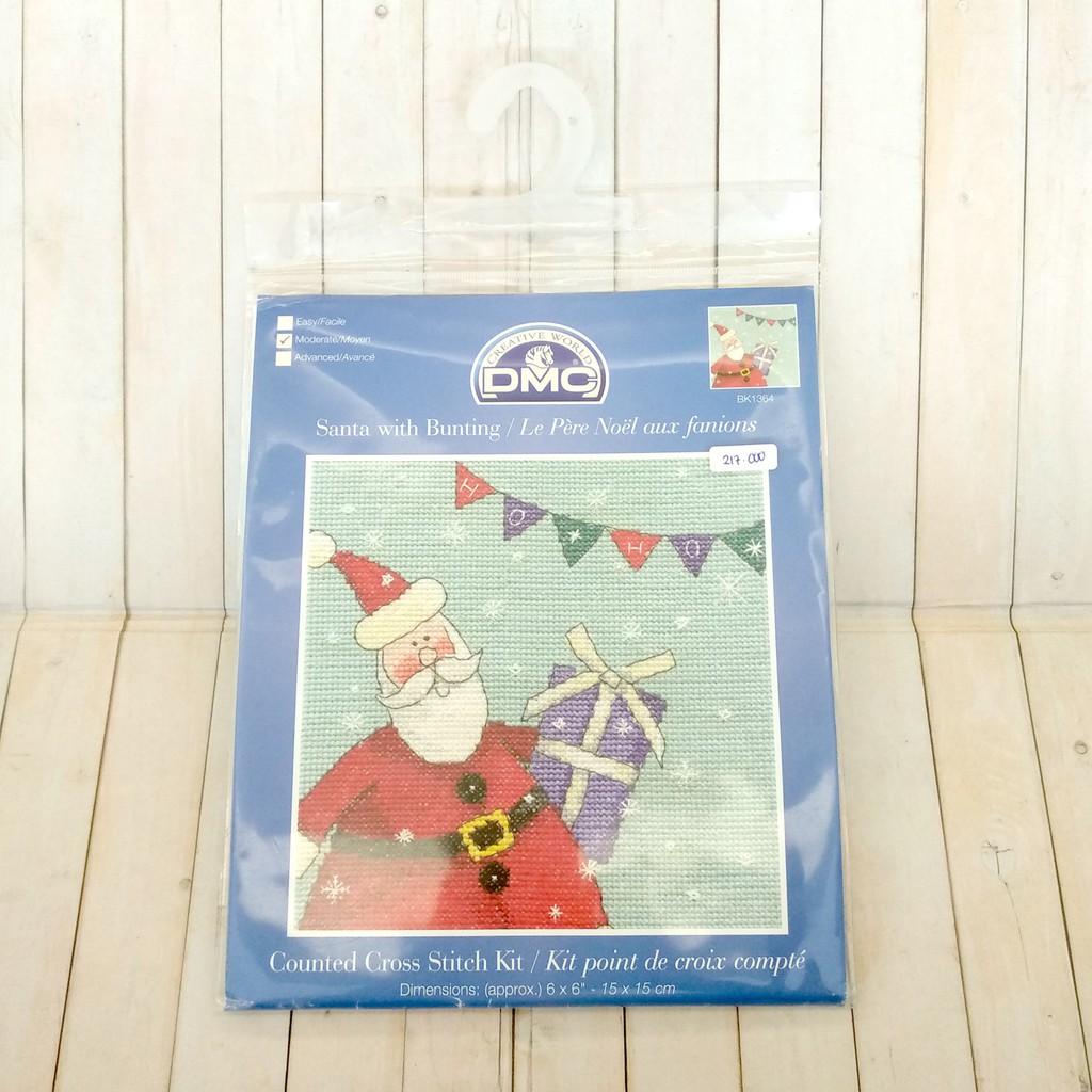 Paket Kristik / Cross Stitch DMC BK1364 - Santa With Bunting