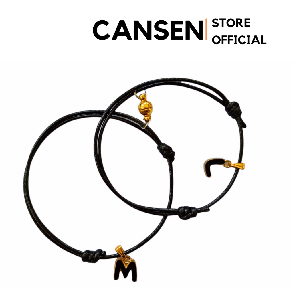 CANSEN - Gelang Couple Persahabatan Inisial Magnet Unisex Pria dan Wanita