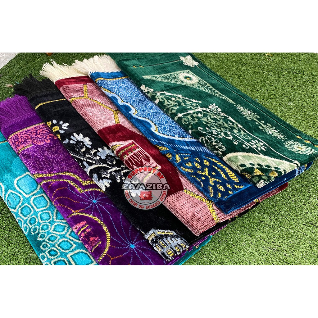 Sajadah Turki Midi Ukuran Medium 55x110cm Bahan Tebal Dan Halus Perlengkapan Sholat Pakaian Muslim Sauvenir Olah2 Zamziba Sejadah