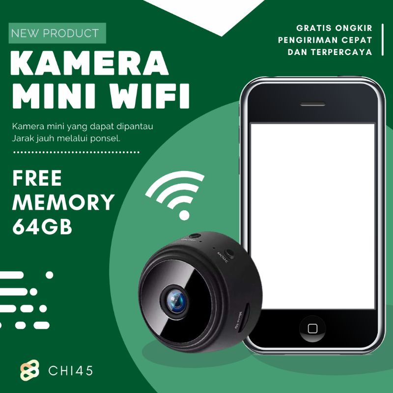 Kamera Wifi Kamera pengintai mini FREE MEMORY 64GB Cctv mini WiFi Kamera a9