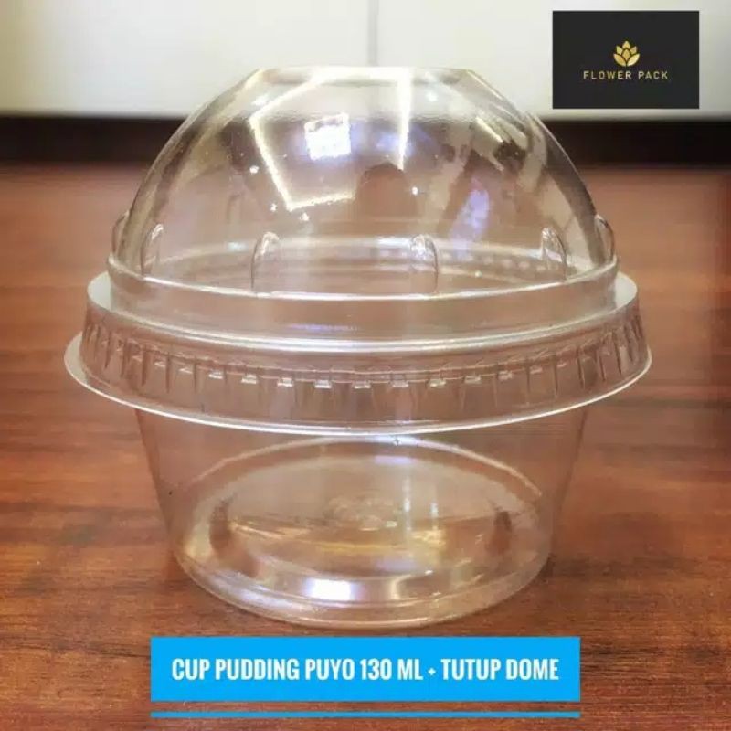 isi 50pcs Cup puding 130ml tutup cembung Cup pudding 130ml tutup dome PET