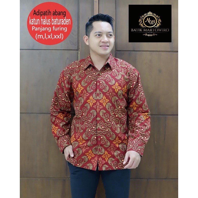 KEMEJA BATIK ADIPATIH ABANG FULL FURING KATUN HALUS BATURADEN SIZE M-XXL HIGH QUALITY