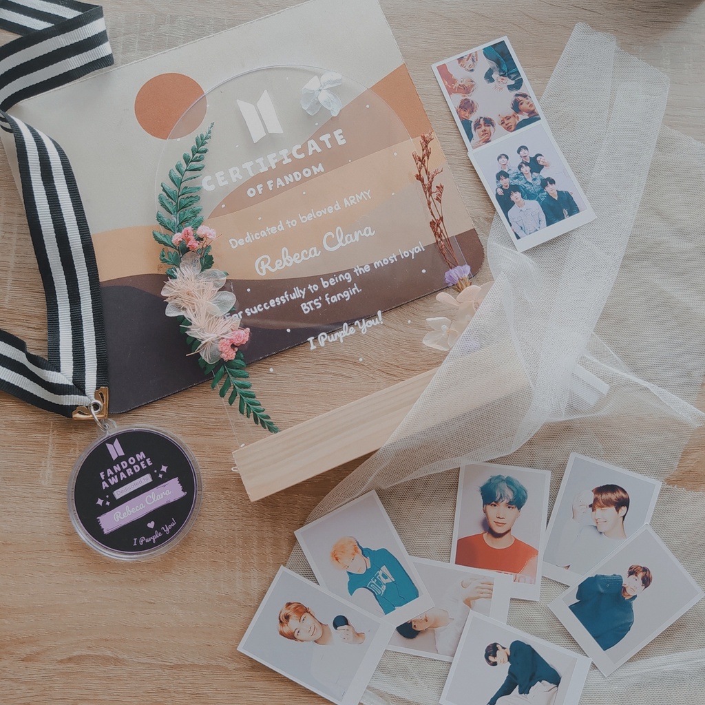 Custom Akrilik KPOP | CERTIFICATE of fandom| LED SIZE A5 - FREE PHOTOCARD. Bisa Custom Fandom. Akril