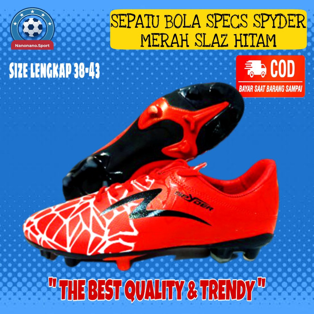 SEPATU SEPAK BOLA SPECS SPYDER MERAH HITAM OLAHRAGA PRIA SPORT TERBARU ORIGINAL MURAH