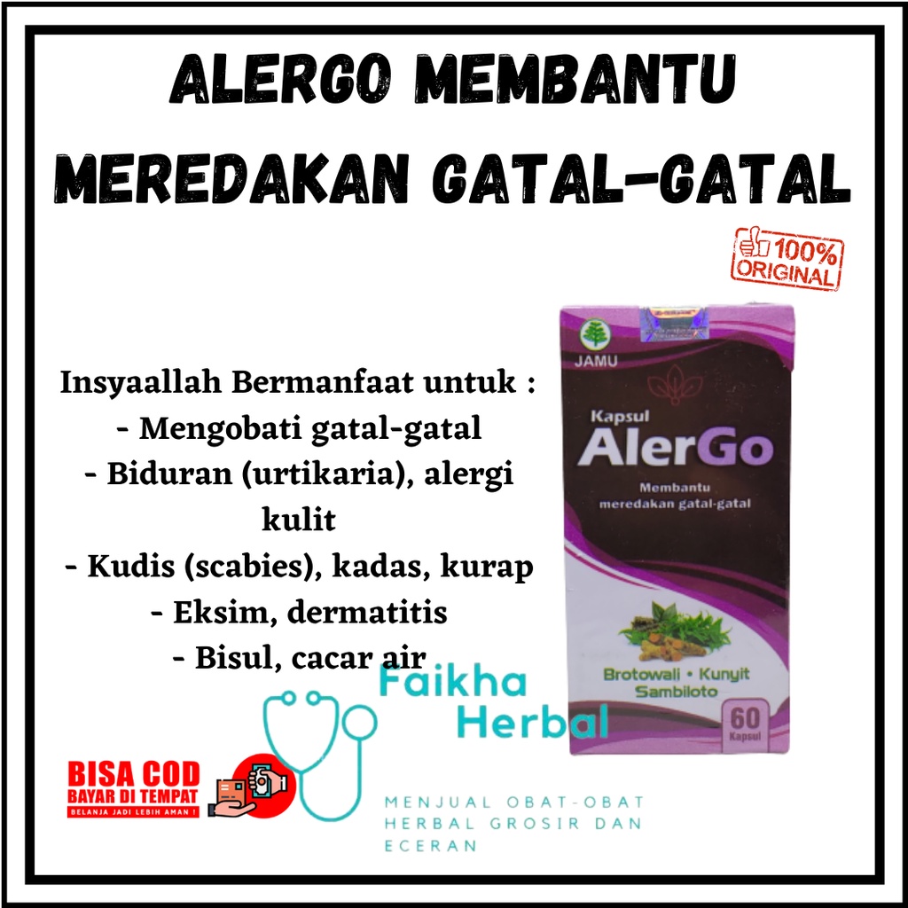 

Alergo Herbal Gatal-Gatal | Kutu Air | Kadas Kurap | Herbal Kapsul Gatal