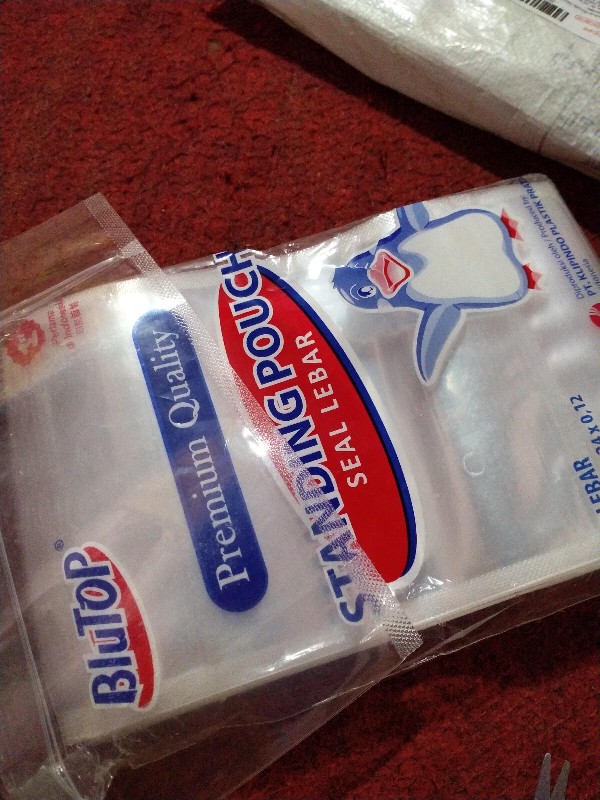 Plastik Pp Klip Berdiri Standing Pouch Blutop 16x24 Double Seal Lebar Ziplock Stp Penguin Bening