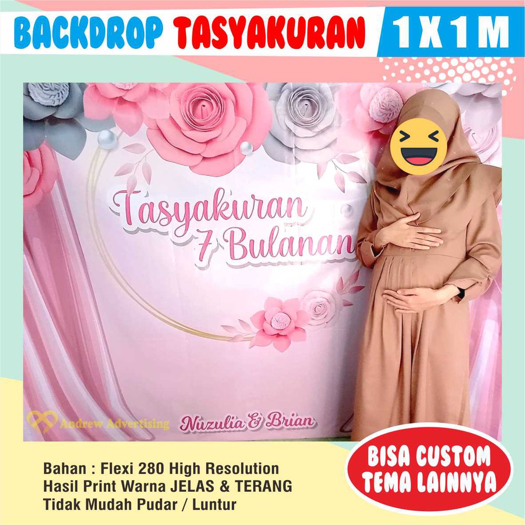 Spanduk / Banner / Backdrop Custom Tasyakuran kehamilan 4 bulanan / 7 bulanan