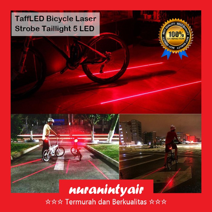 Lampu Sepeda Laser LED Strobe - Aksesoris Lampu Belakang Sepeda Merah