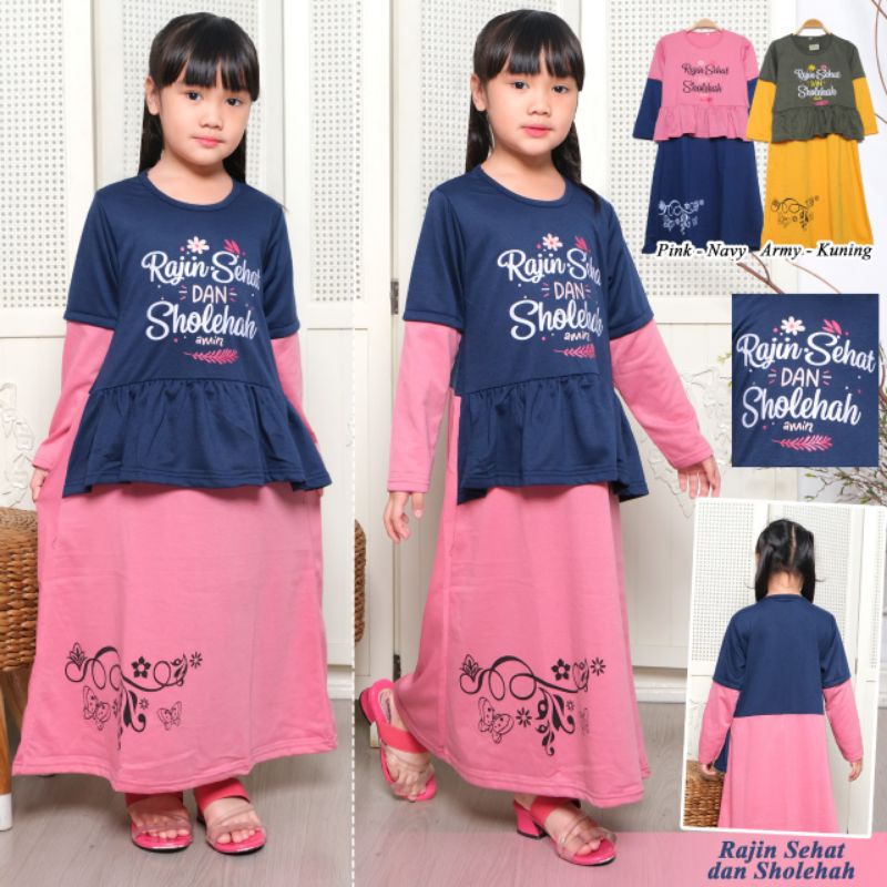Baju Muslim Anak Perempuan Fashion Umur 5 - 11 Tahun dress anak perempuan syar'i import syari gamis 