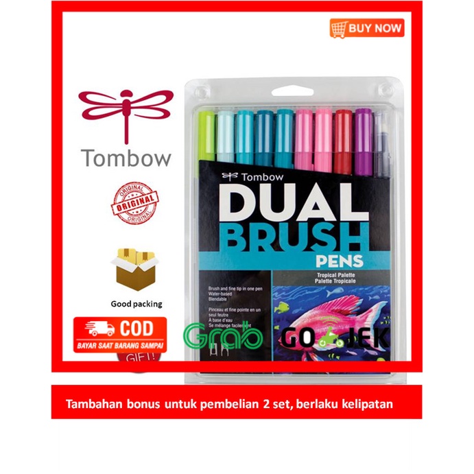 

(BISA COD) Tombow Dual Brush Pen ABT, Tropical Palette, set 10 colors