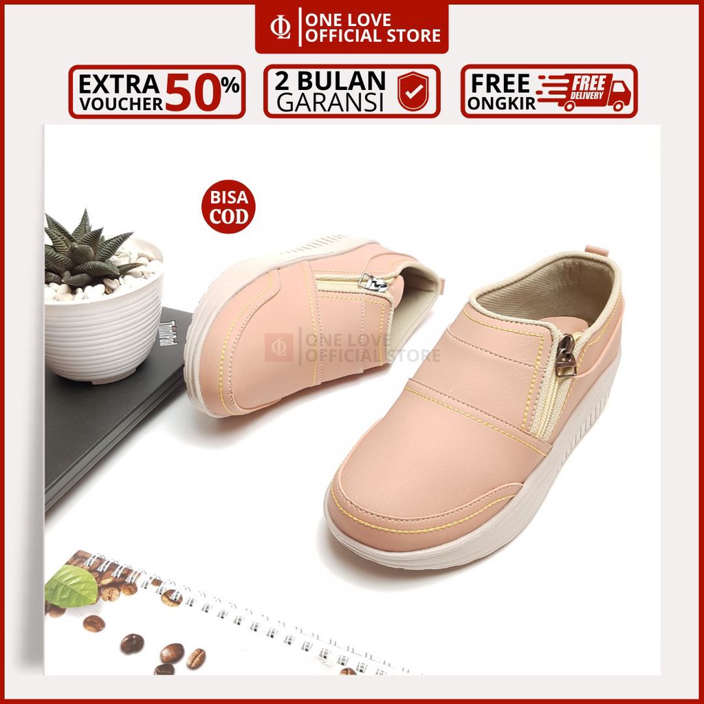 Sepatu One Love Wedges Wanita Resleting Original awet garansi 2 Bulan / Sepatu Wedges Wanita One Lov
