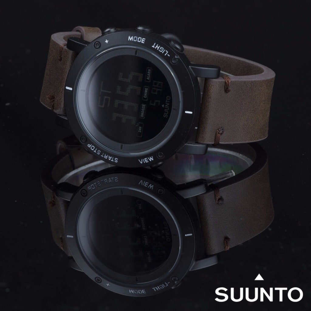 Jam Tangan Pria Digital Suunto Sunto Essential Dark Brown Leather Black
