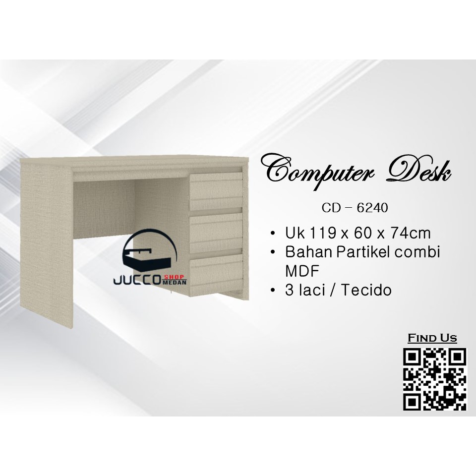 Meja Komputer Minimalis - Meja Kantor uk 119cm - Meja Belajar CD6240 - Medan