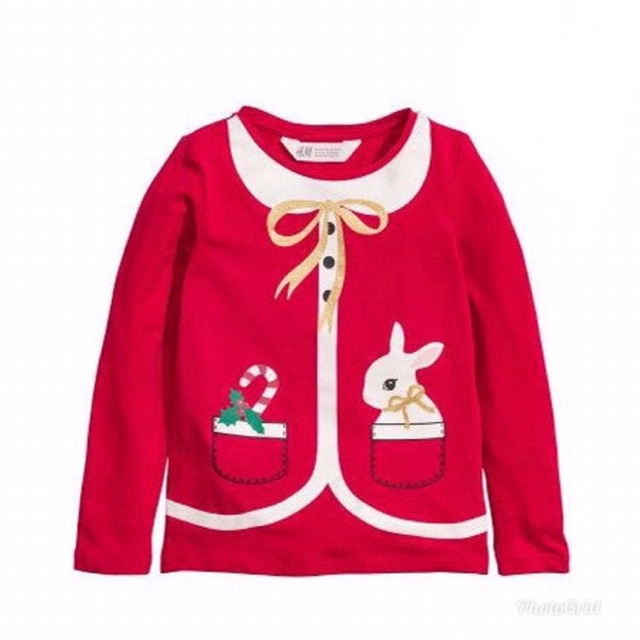 HnM Kaos Anak Perempuan Printed Lengan Panjang