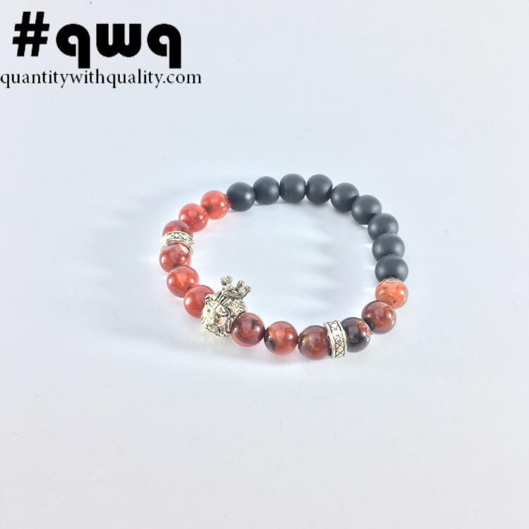 gelang custom macan lion tiger batu alam asli fashion black red agate and blackstone