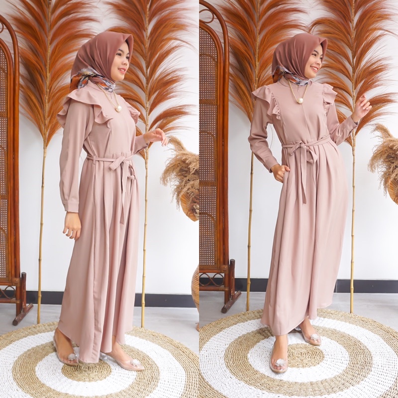 HAIFA DRESS PAKAIAN GAMIS MUSLIM WANITA SIZE M L XL BUSUI DAN WUDHU FRIENDLY KEKINIAN TERBARU BAHAN SHAKILA PREMIUM MURAH BERKUALITAS ZENIC_ID COD