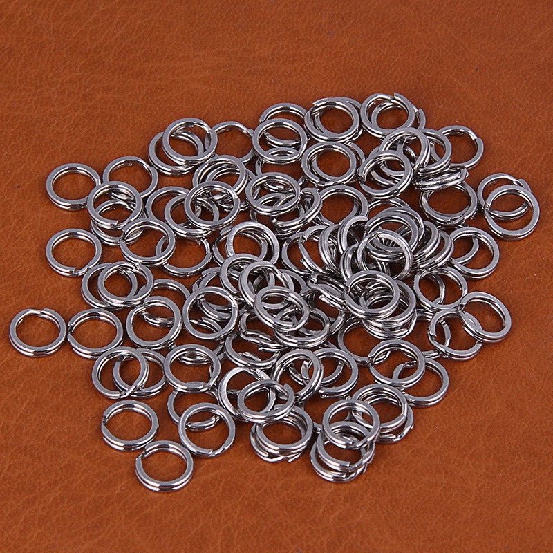 50/100pcs Split Cincin Reel Bahan Stainless Steel Warna Silver Untuk Memancing-5#