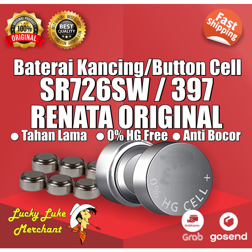 Baterai 397 SR726 SR726W LR59 196 396 397 AG2 Renata Original