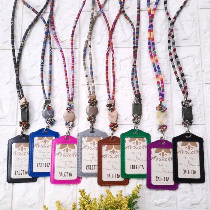 

Id Card - Kalung Id Card/Name Tag/Lanyard Tali Tenun Batu Alam Handmade