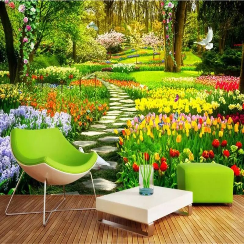 Wallpaper 3D Custom Motif Pemandangan Alam Taman