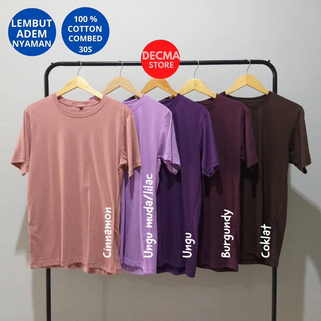 Pakaian Baju Kaos Kaus T Shirt Oblong Polos Warna Solid Lengan Pendek Distro Pria Wanita Cowok Cewek