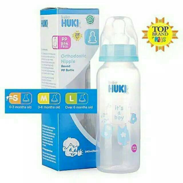 Huki Botol Orthodontic Nipple Round 120 ml &amp; 240 ml (Box)