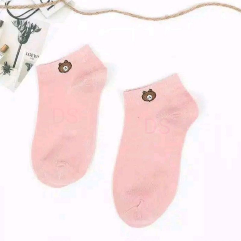 KAOS KAKI BERUANG WARNA WARNI REMAJA  PENDEK MATA KAKI / KAOSKAKI ANKLE CUTE BUNGA DAISY BEAR DS-BERUANG - PINK