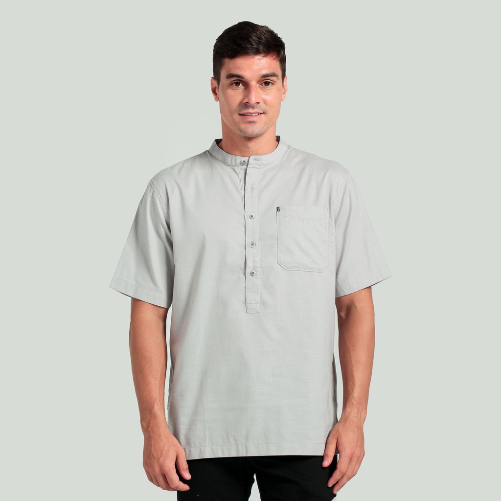 M.Gee Baju Koko Pria Lengan Pendek Mgee Original Azka C052 Light Grey
