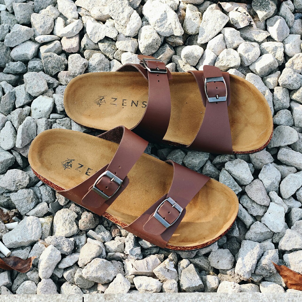 Xander Brown | Sendal Jepit Tali Kulit Simpel Kayu Pria Cowok Men Sandal Footwear | FORIND x Zensa