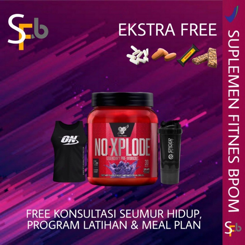 BSN NO XPLODE PRE WORKOUT 30 SERVING SUPLEMEN GYM MAKANAN FITNES STAMINA WORKOUT POWER STAMINA